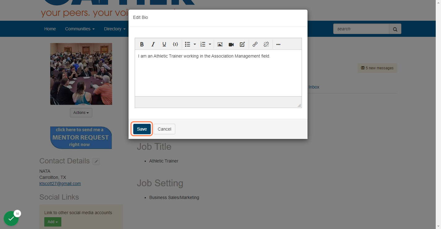 Once you complete your content update, make sure to click the Save button to submit your work.