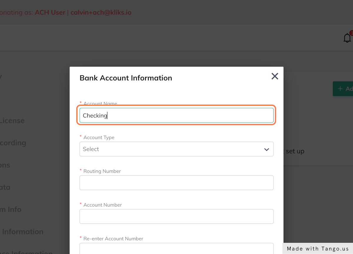 Enter a user-friendly name for your bank account