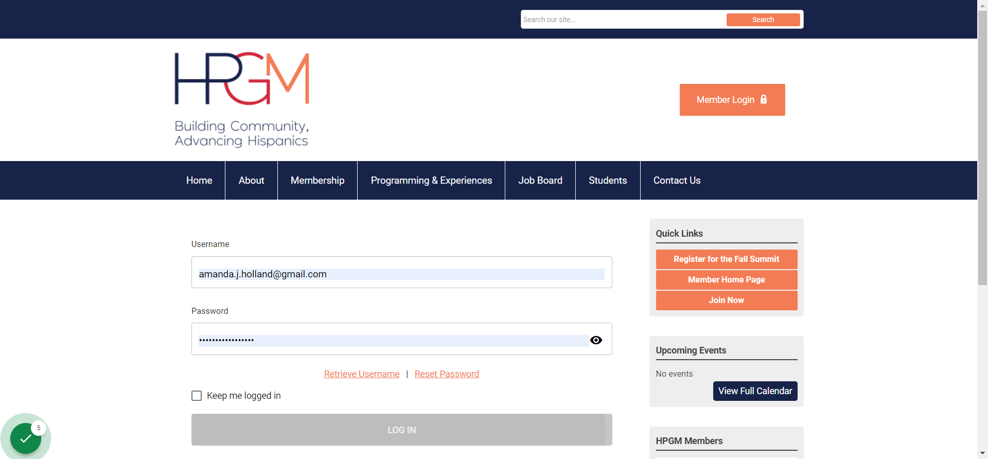 Login with your username and password