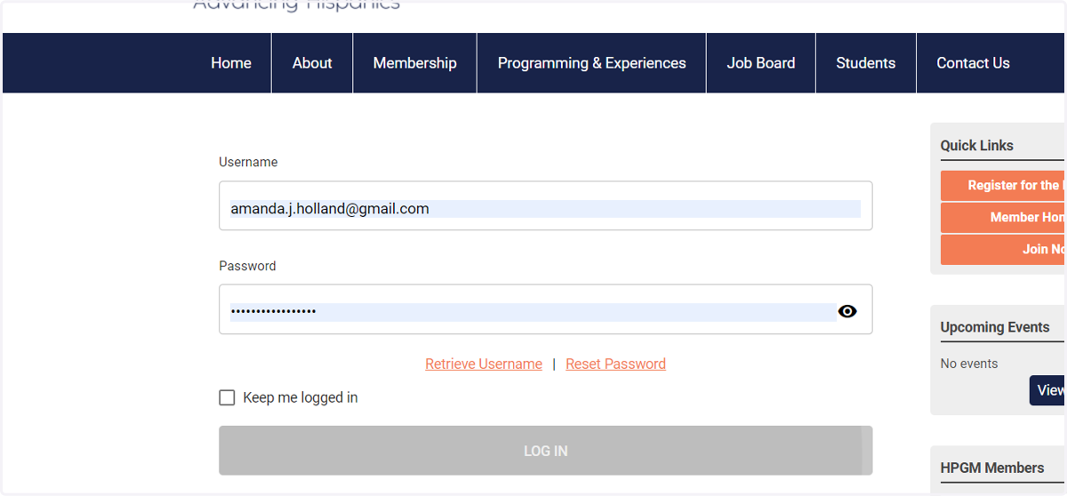 Login with your username and password
