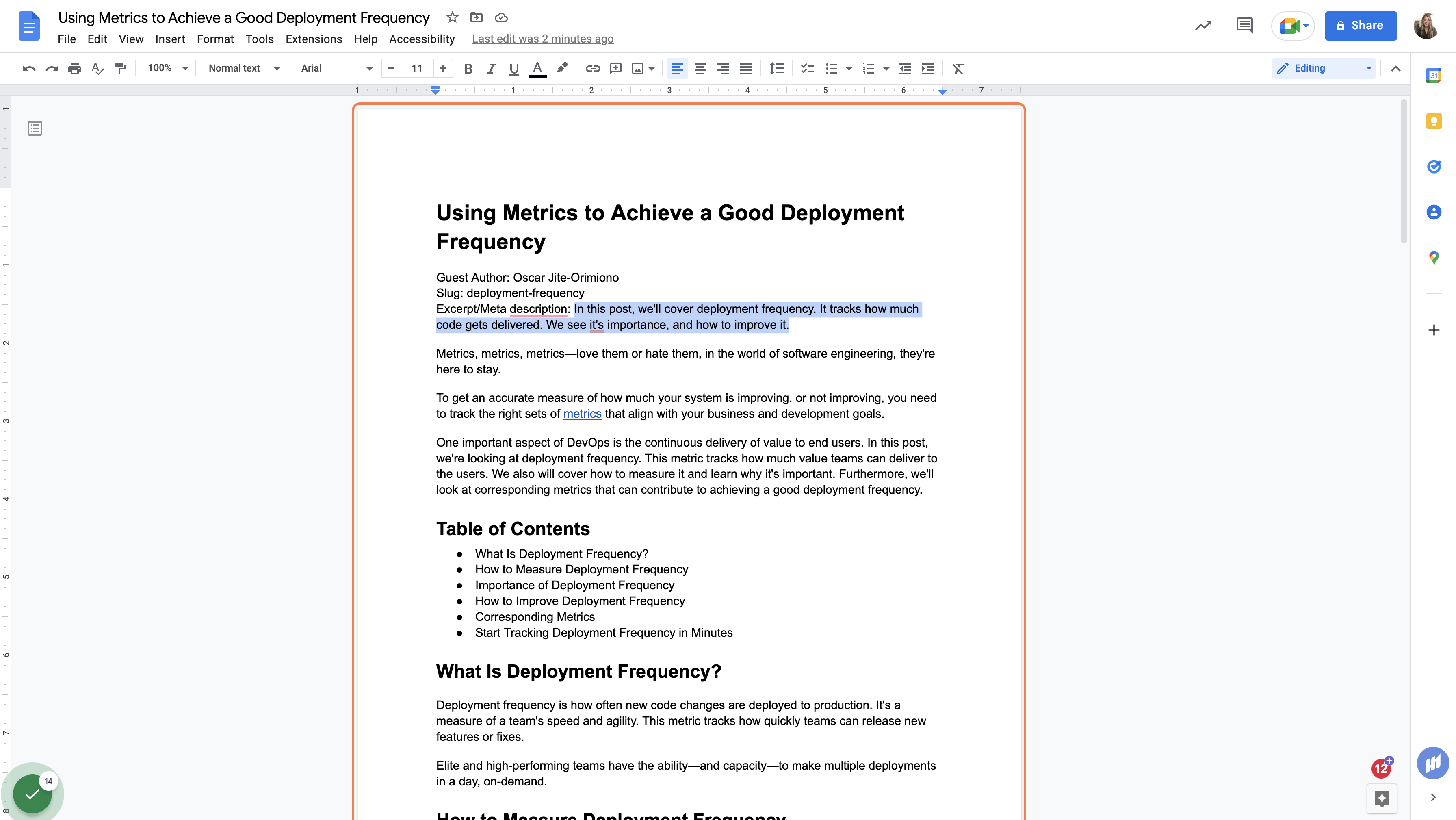 Copy the Excerpt/Meta Description