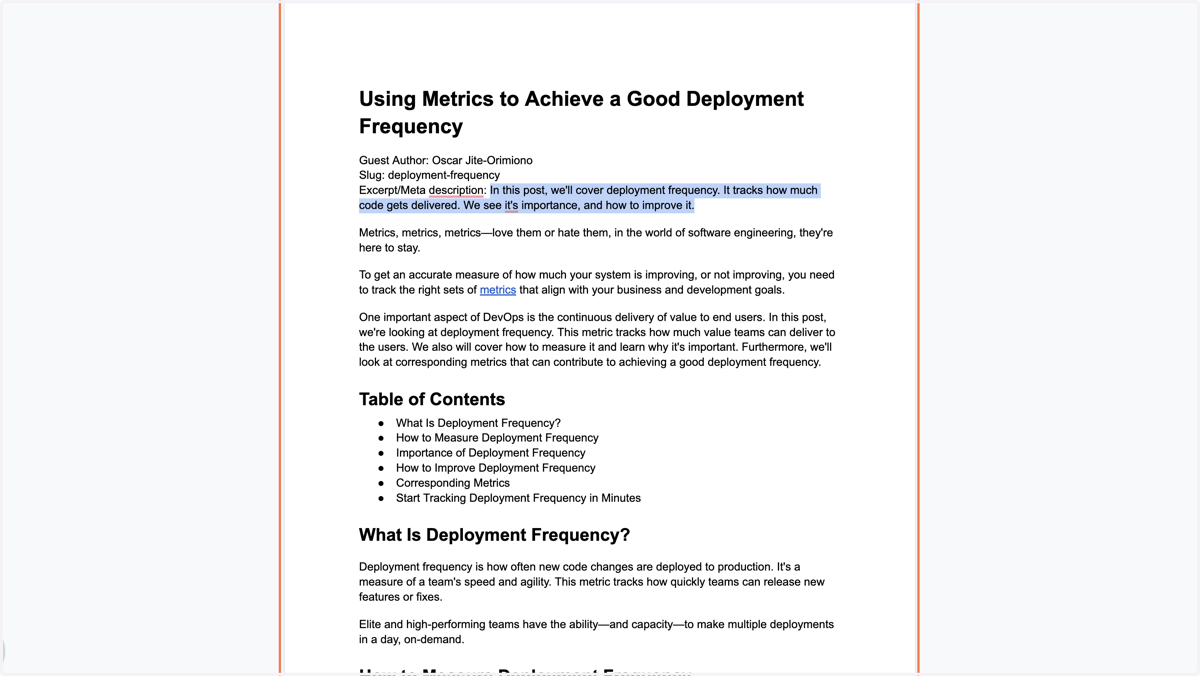 Copy the Excerpt/Meta Description