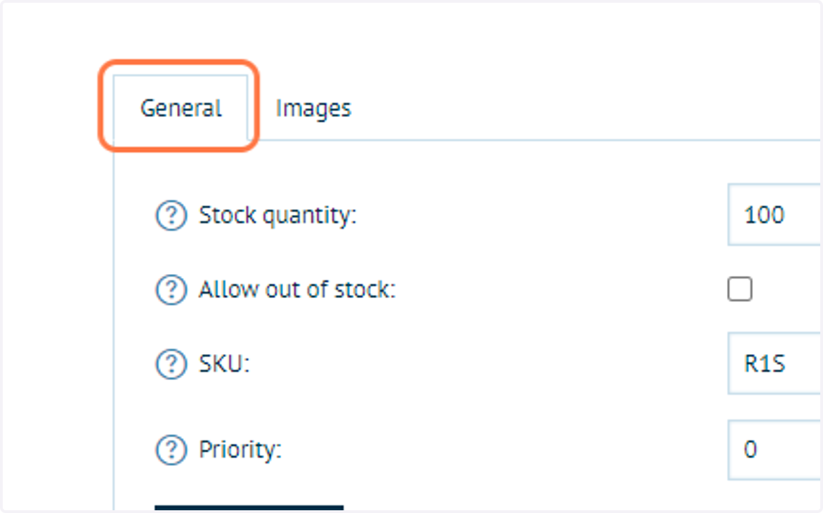 Click on General