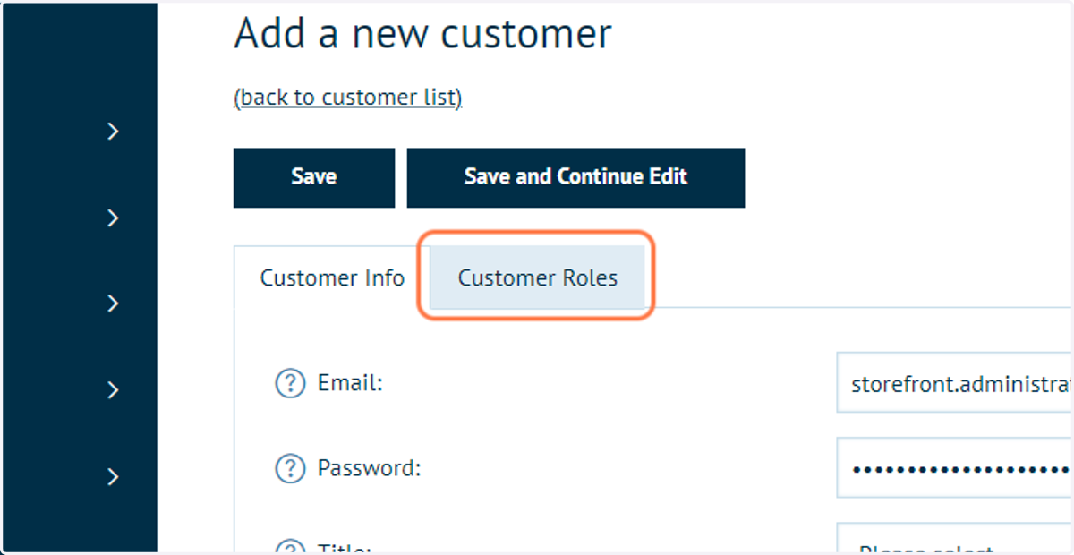 Click on Customer Roles