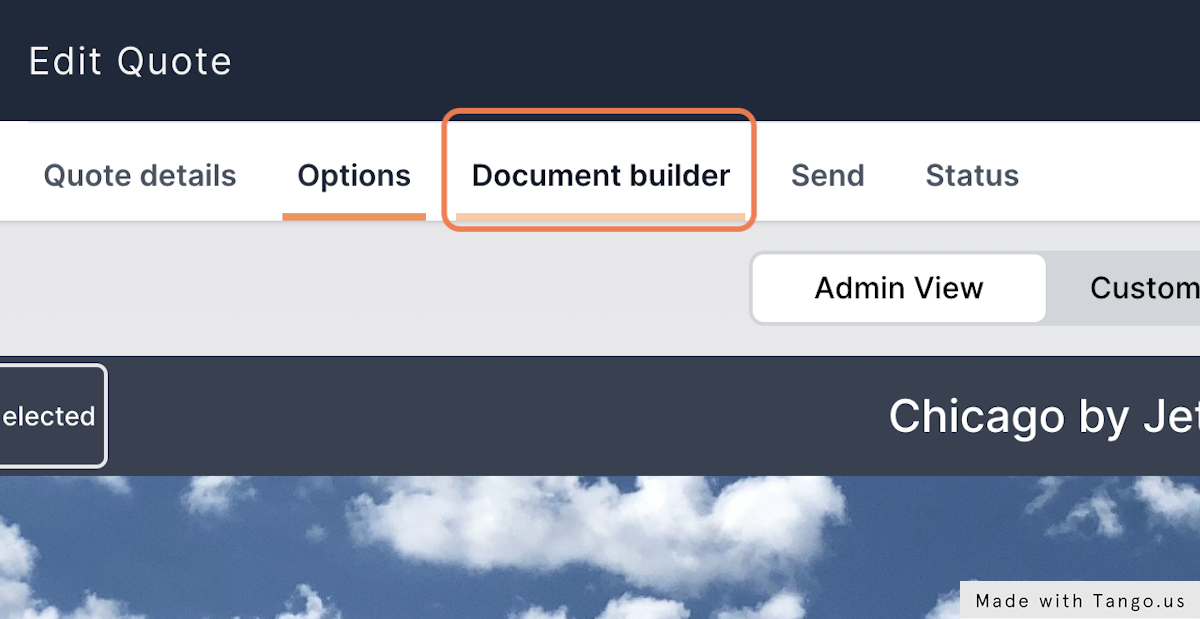 Click on Document builder to goto the next step