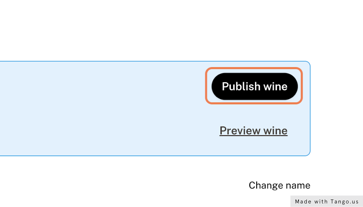 Click on Publish wine