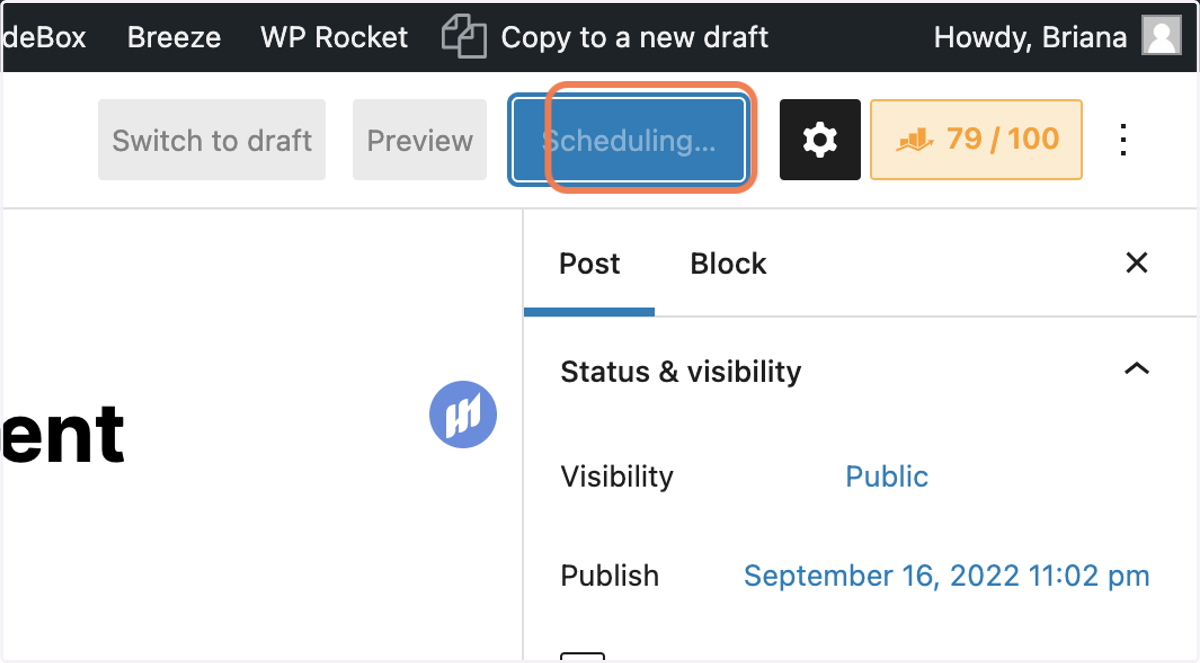 Click on Schedule