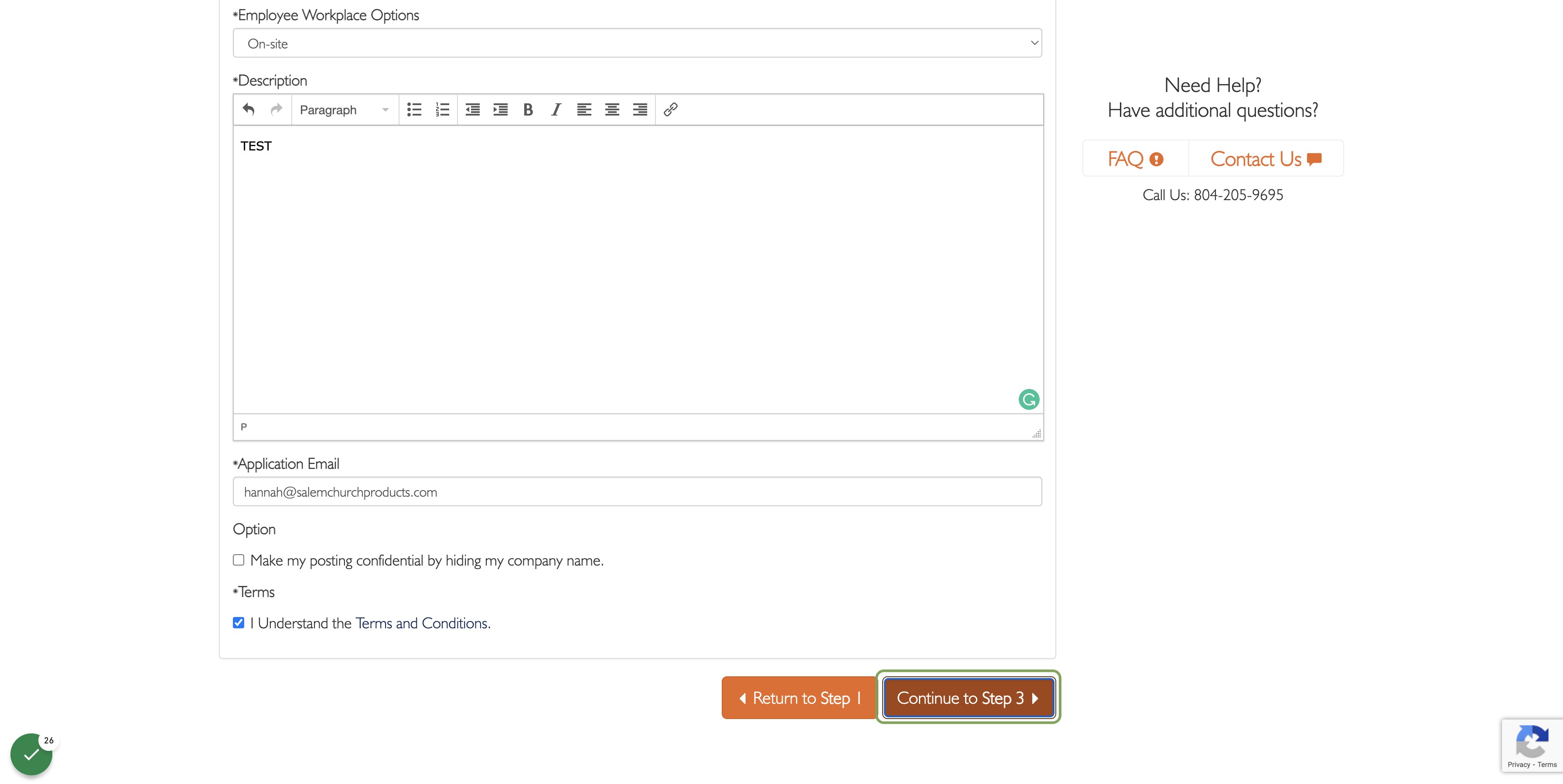 Click on Continue to Step 3