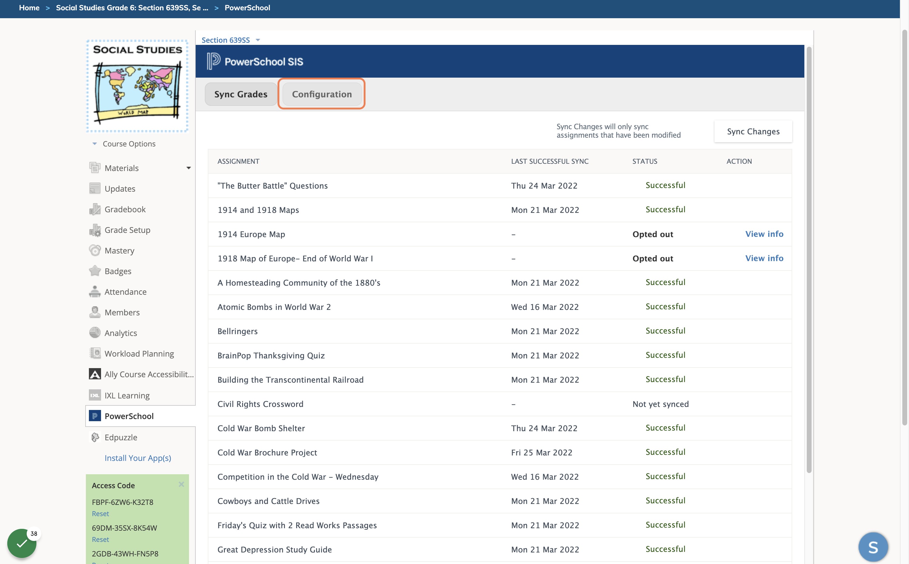 Click on the Configuration tab