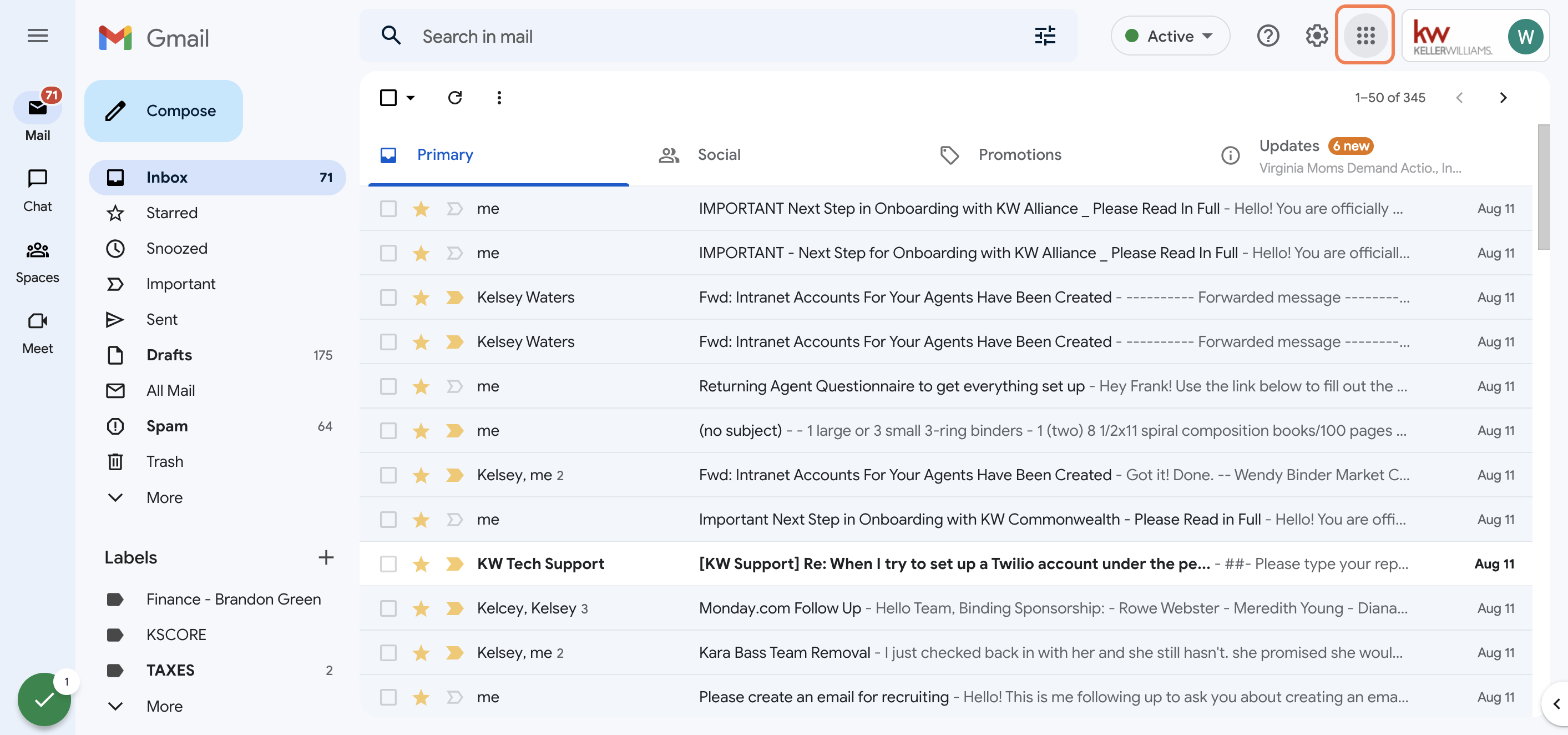 Click on Google Apps in the Top Right Corner