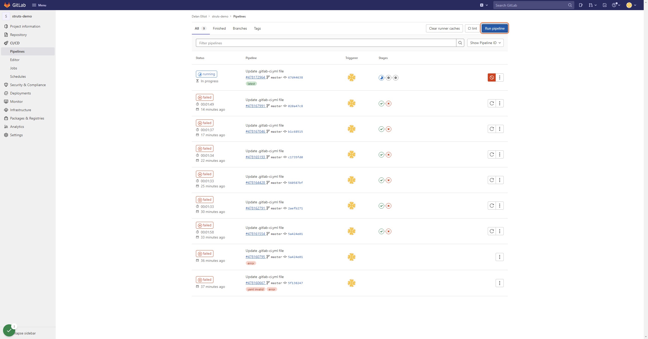 Click on Run pipeline