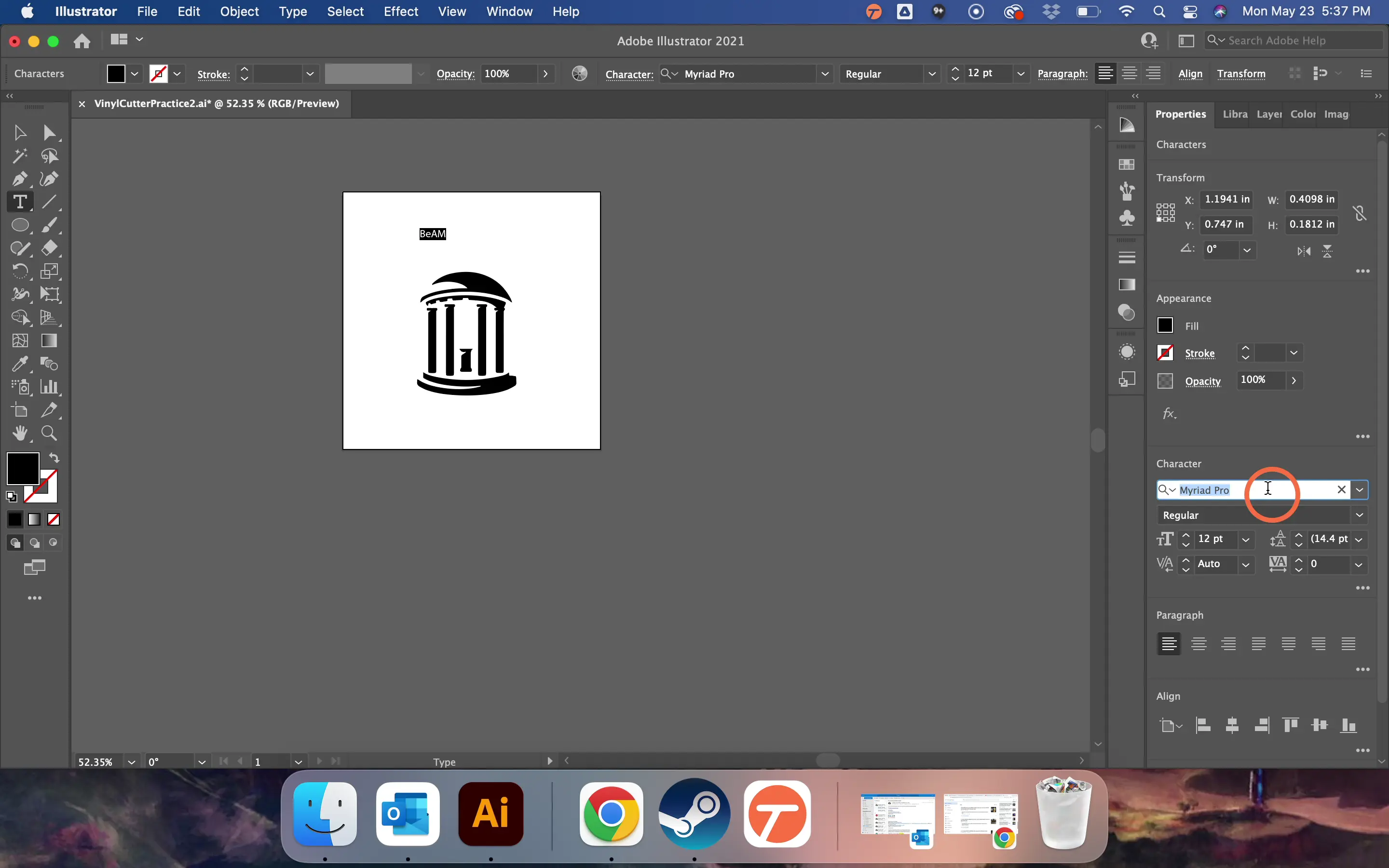 You can change the font, font size, etc. with the Properties panel