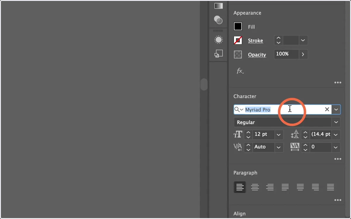 You can change the font, font size, etc. with the Properties panel