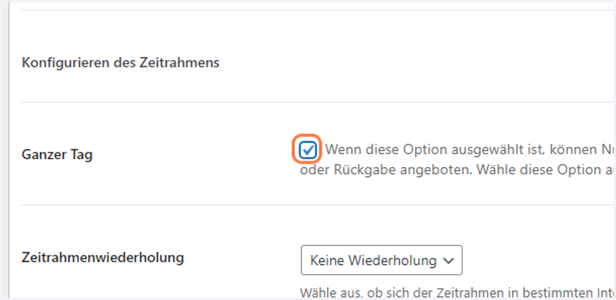 Ganzen Tag auswählen