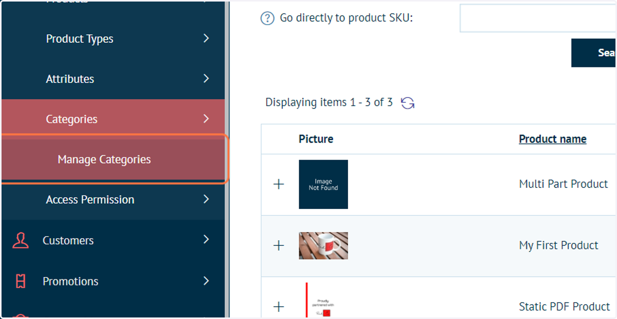 Click on Manage Categories