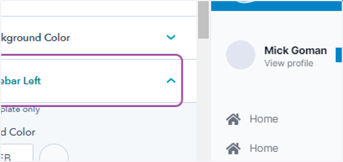 Click on Global Sidebar Left