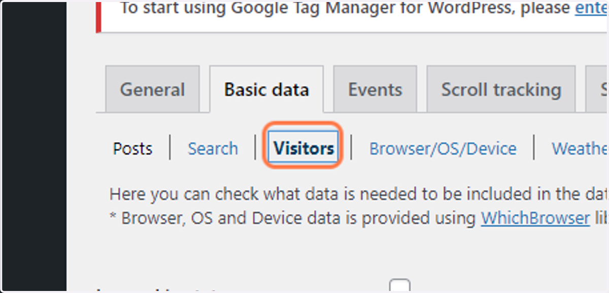 Click on Visitors