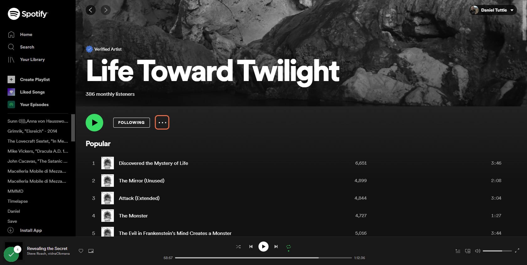 Click on More options next to 'FOLLOWING'