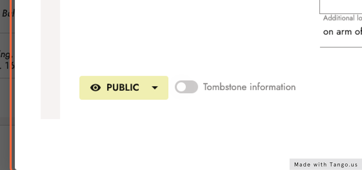 Review the visibility status and tombstone toggle