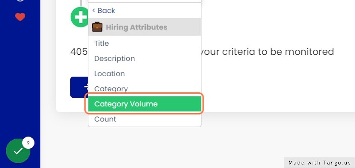 Click on Category Volume