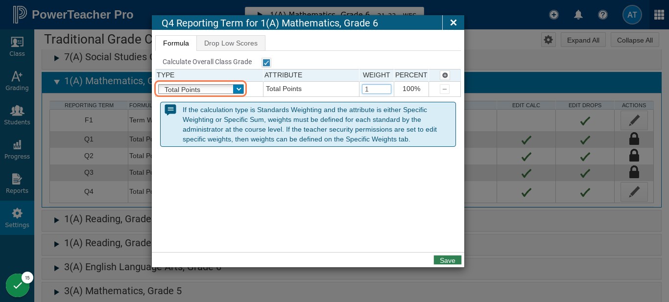 Click on Total Points