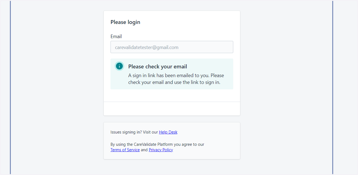 You will see a notification that a link has been sent to your email