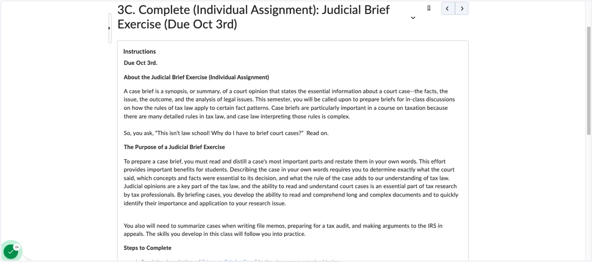 Assignment Example: "TILT" framework used for assignment information for greater transparency