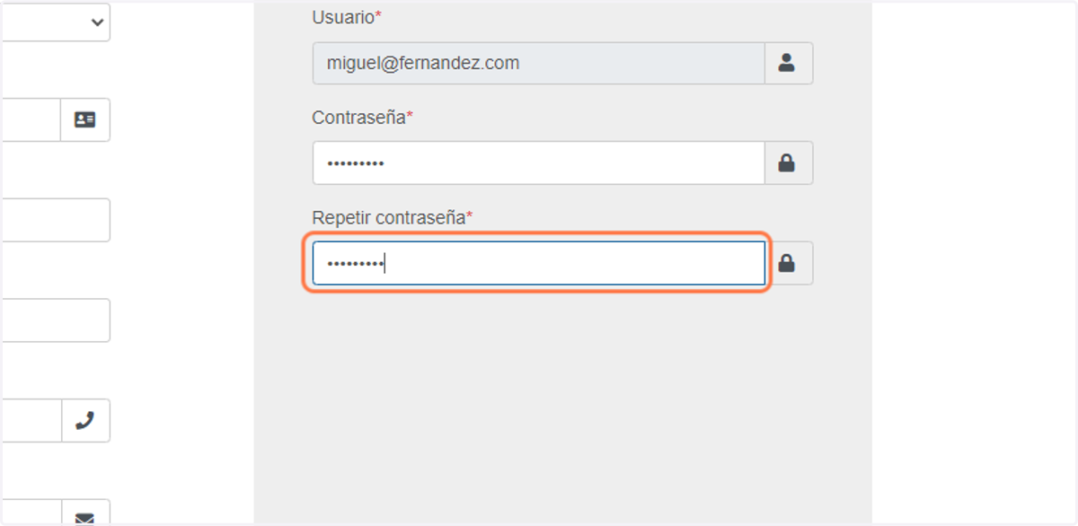 Repite la contraseña para confirmar que no te has equivocado