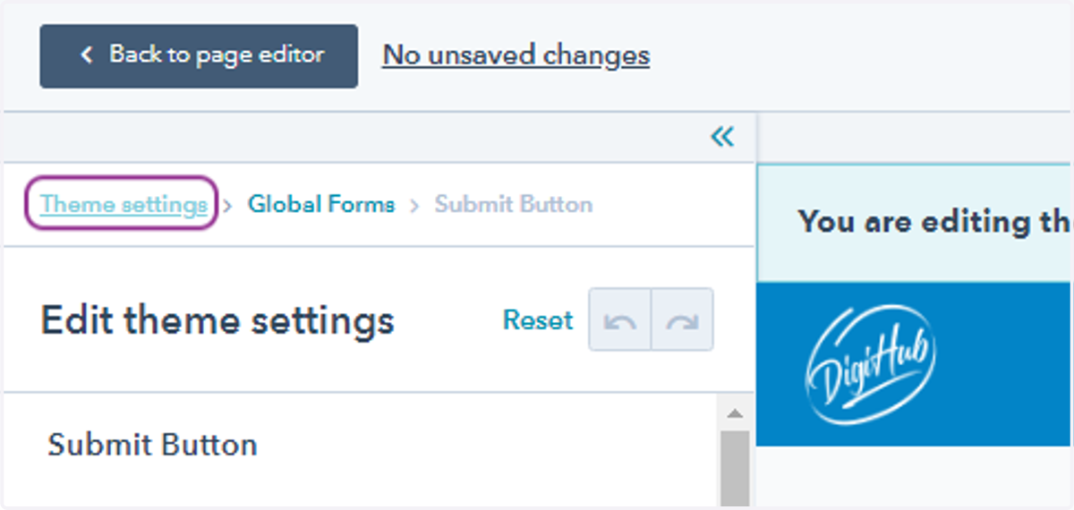 Click on Theme settings