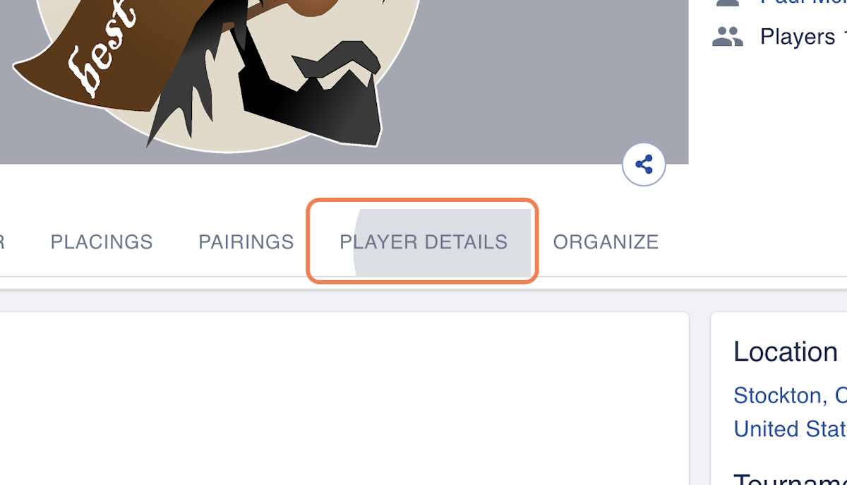 Click on PLAYER DETAILS