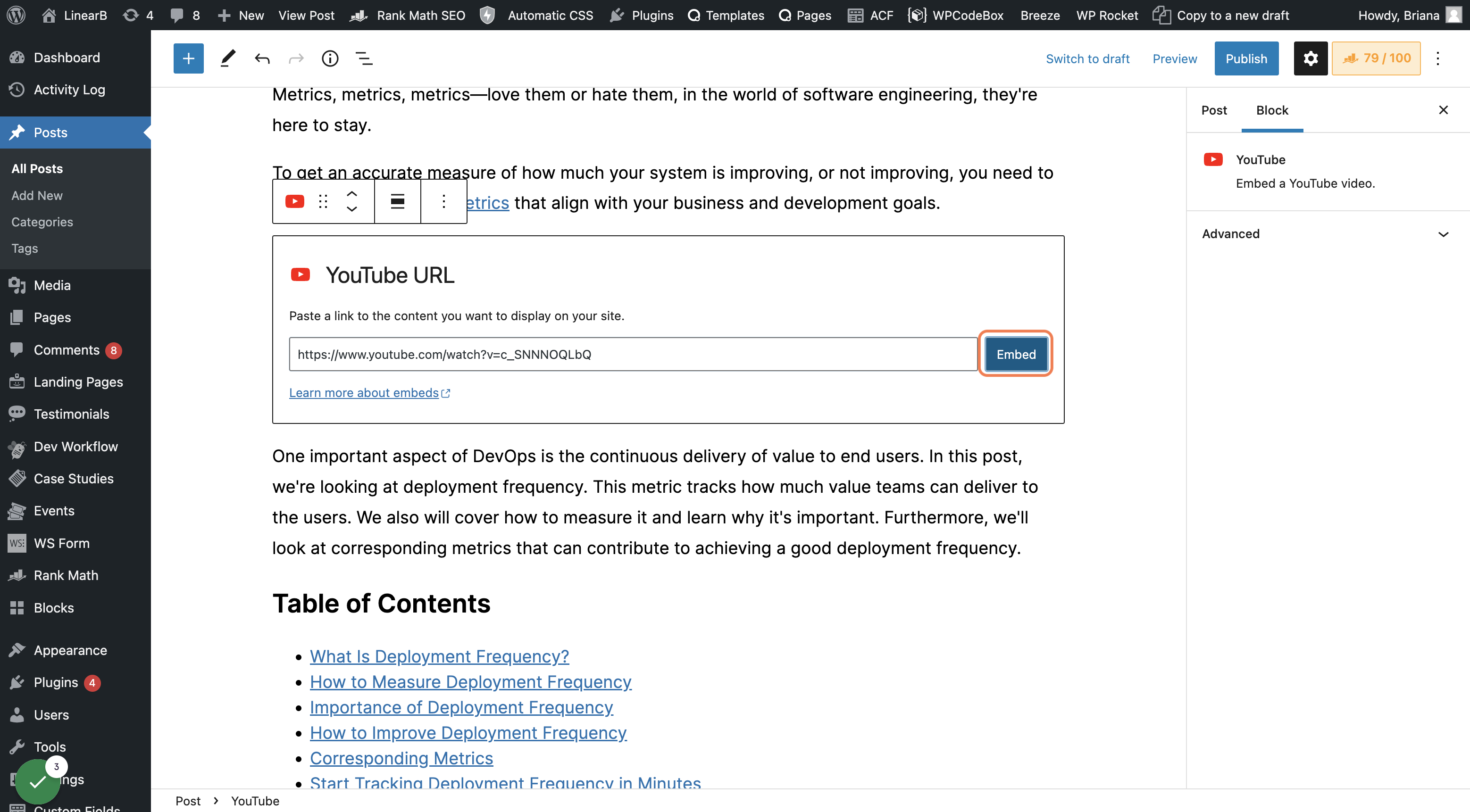 Paste the Regular URL of the Video You Want and Click on Embed