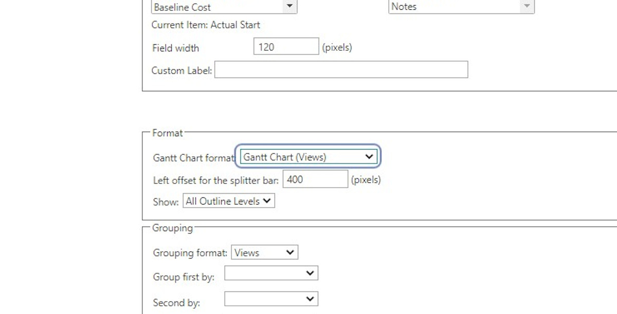 Click on Gantt Chart (Project Center) from Gantt Chart format: