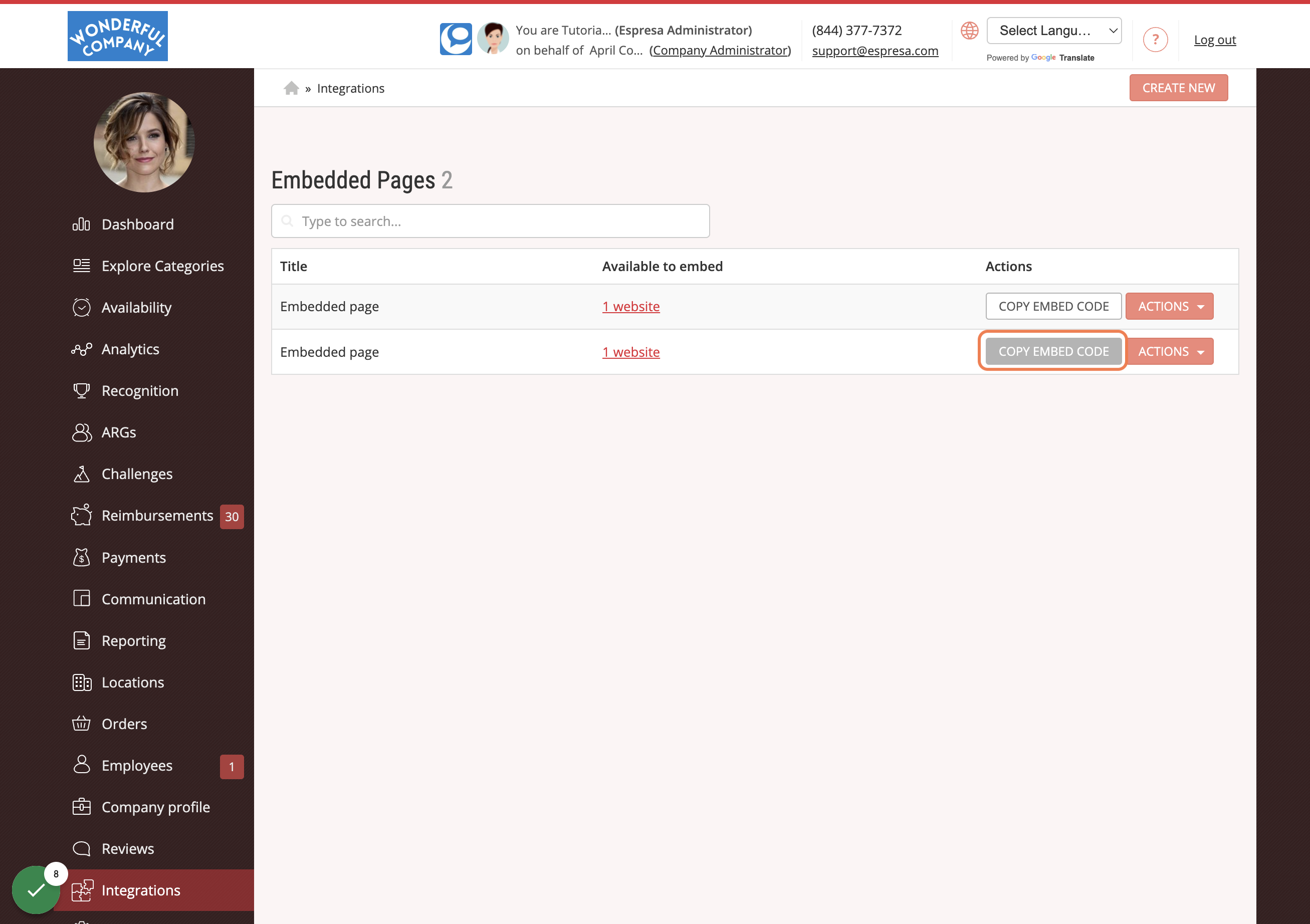 Click on COPY EMBED CODE to copy it and you can paste it in the HTML of the page on the domain you previously specified