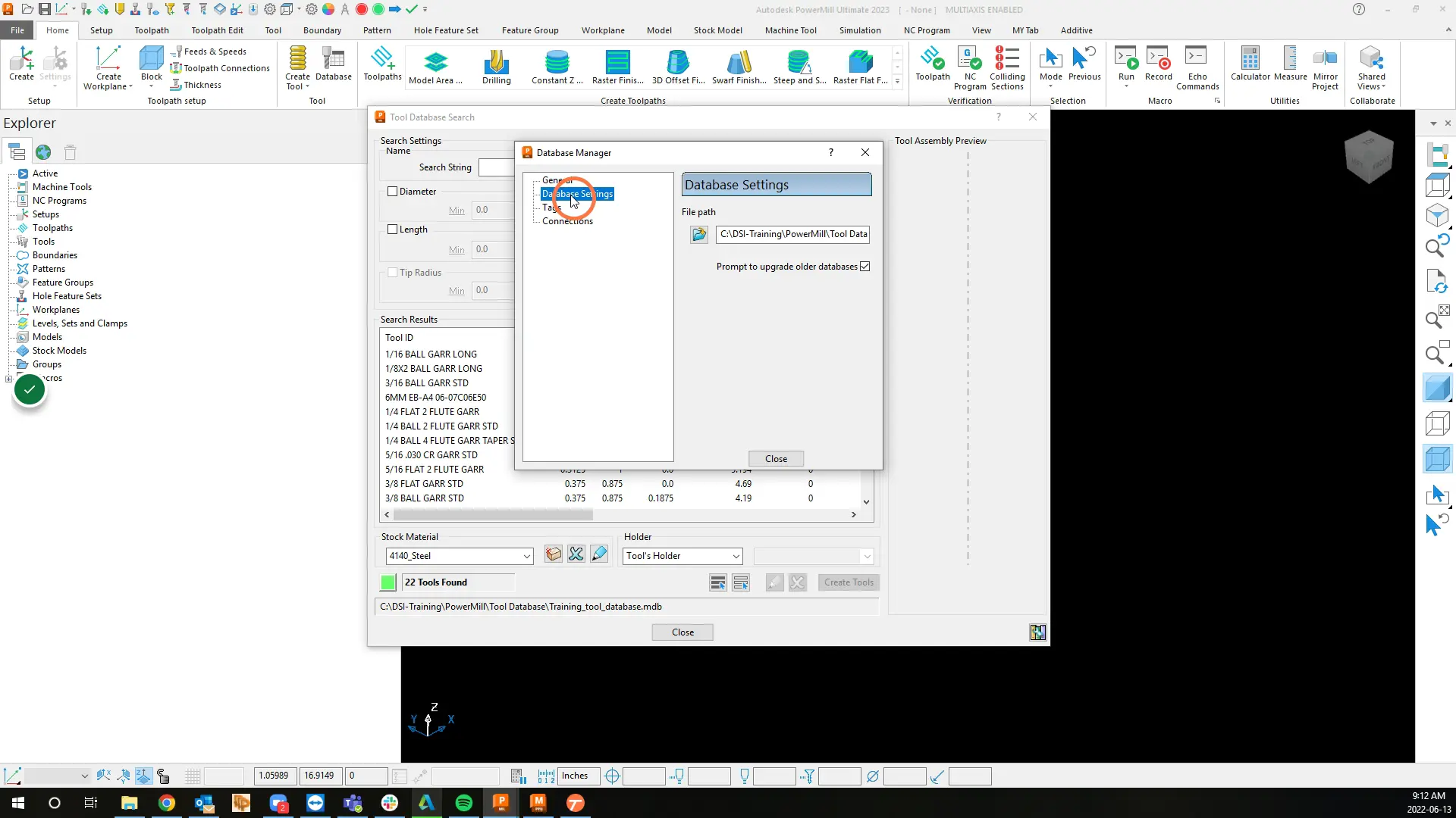 Go to the database settings