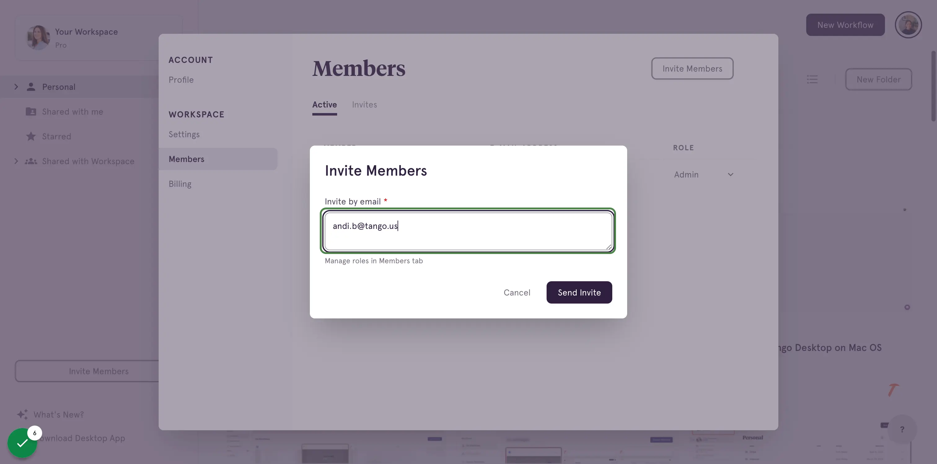 Type the email address of the user you'd like to invite
