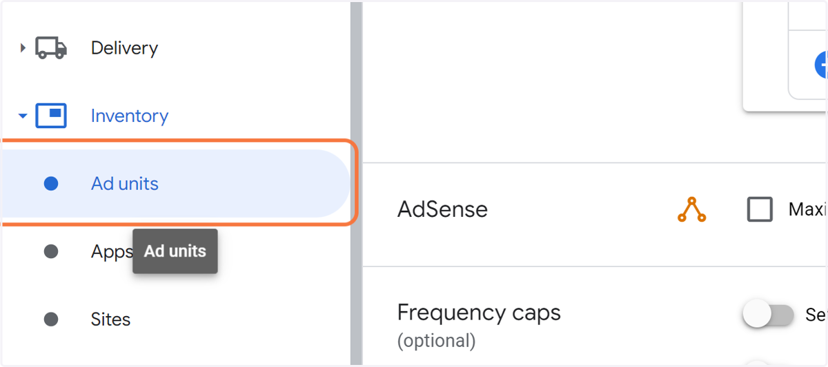 Go back to Ad units on the left menu option