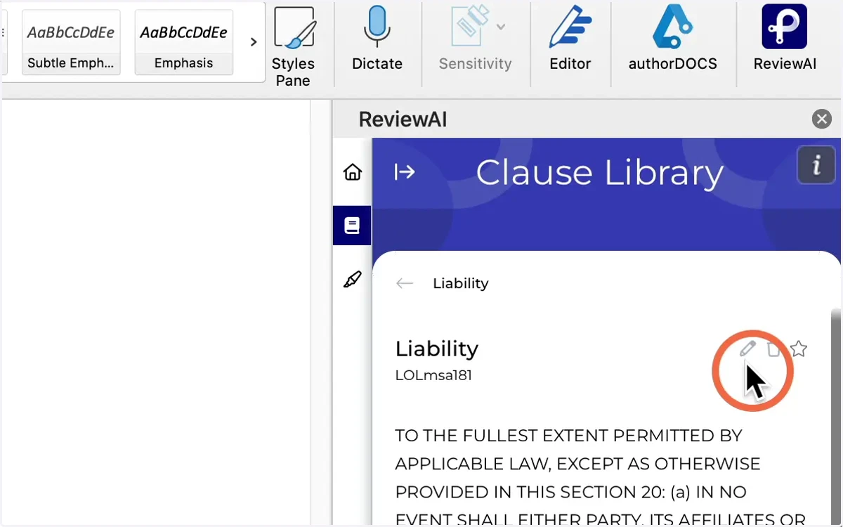 You can Edit a Clause