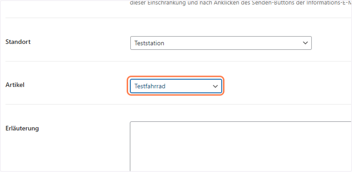 Den relevanten Artikel auswählen
