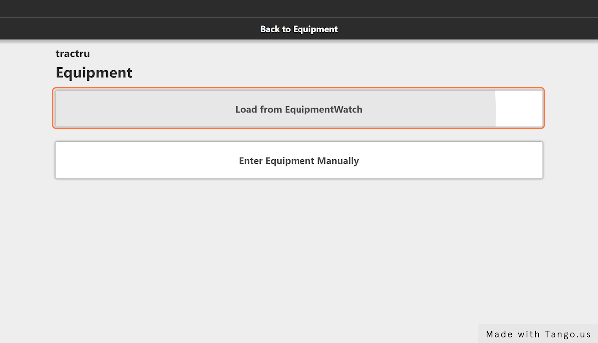 Click on Load from EquipmentWatch
