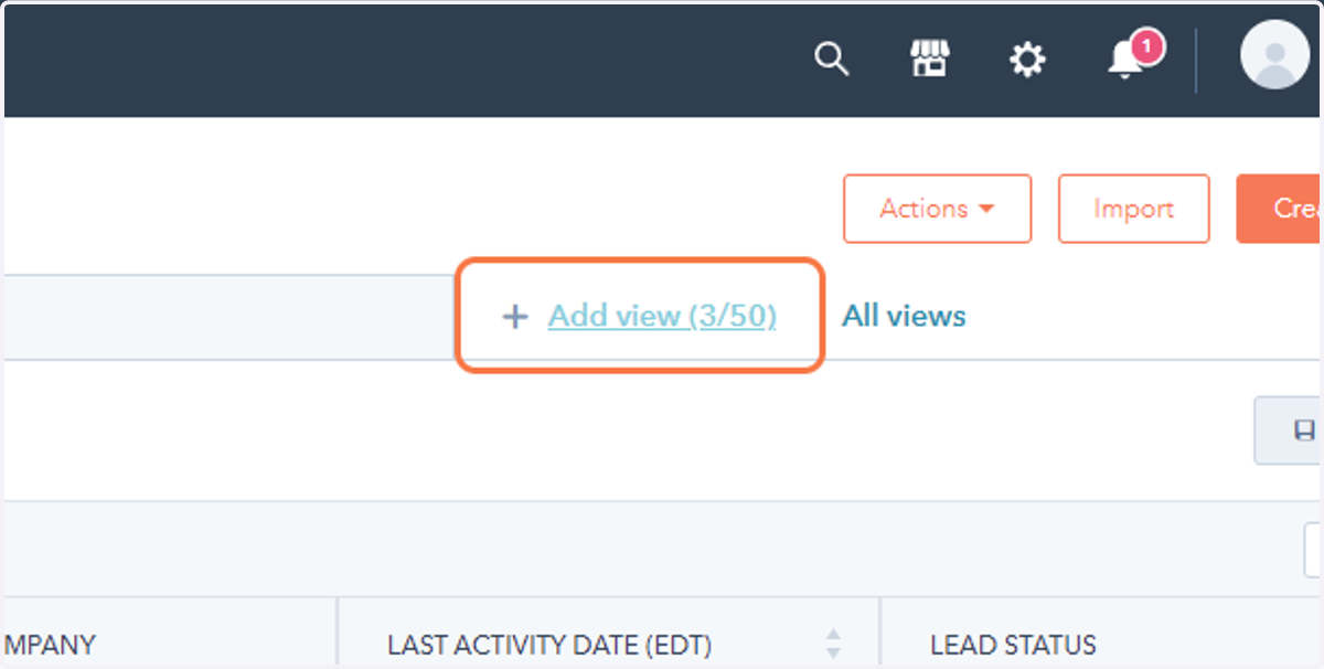 Click on Add view (3/50)