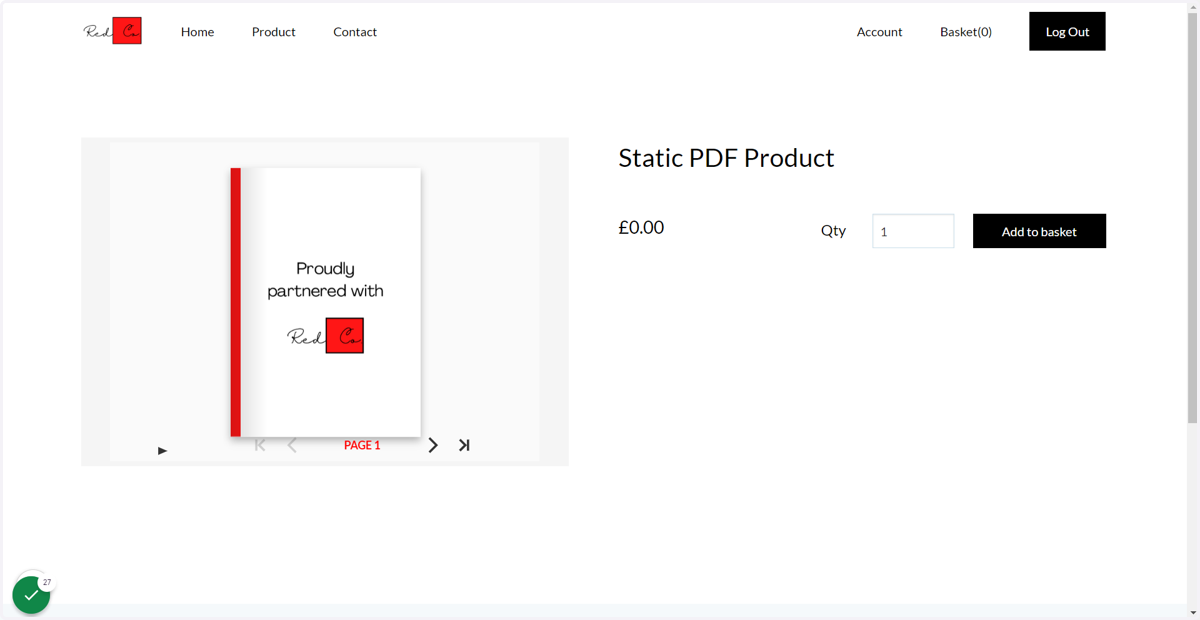 Your Static PDF product will be displayed