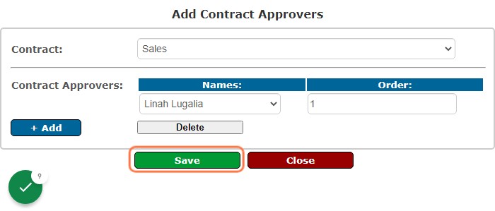 Select approvers then click on the Save button to submit the details