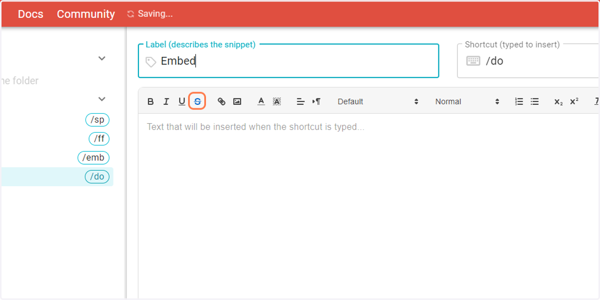 Give your New Snipper a Label, for instance "Embed"