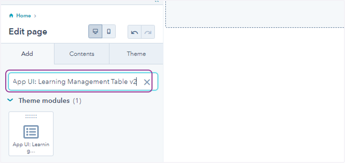 Paste "App UI: Learning Management Table v2" into input