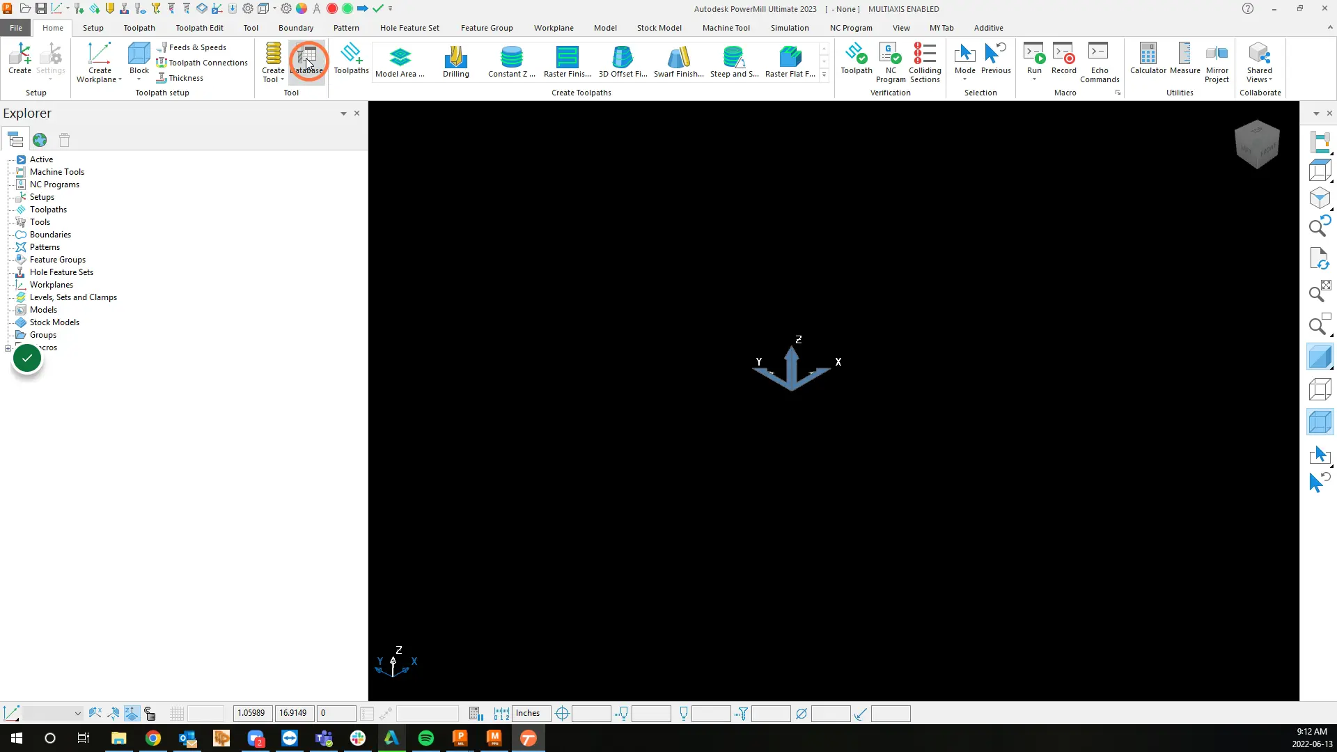 Open the tool database. Home tab > Tool > Database