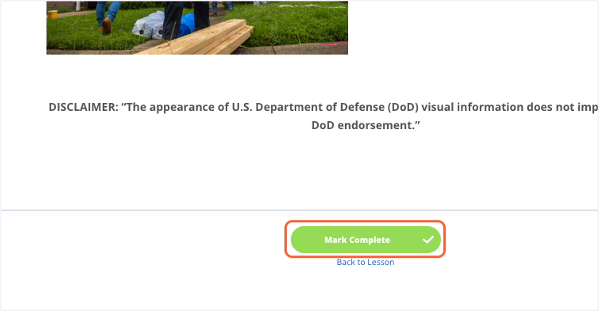 Take your time and read the material, once you are done click the MARK COMPLETE on the bottom.