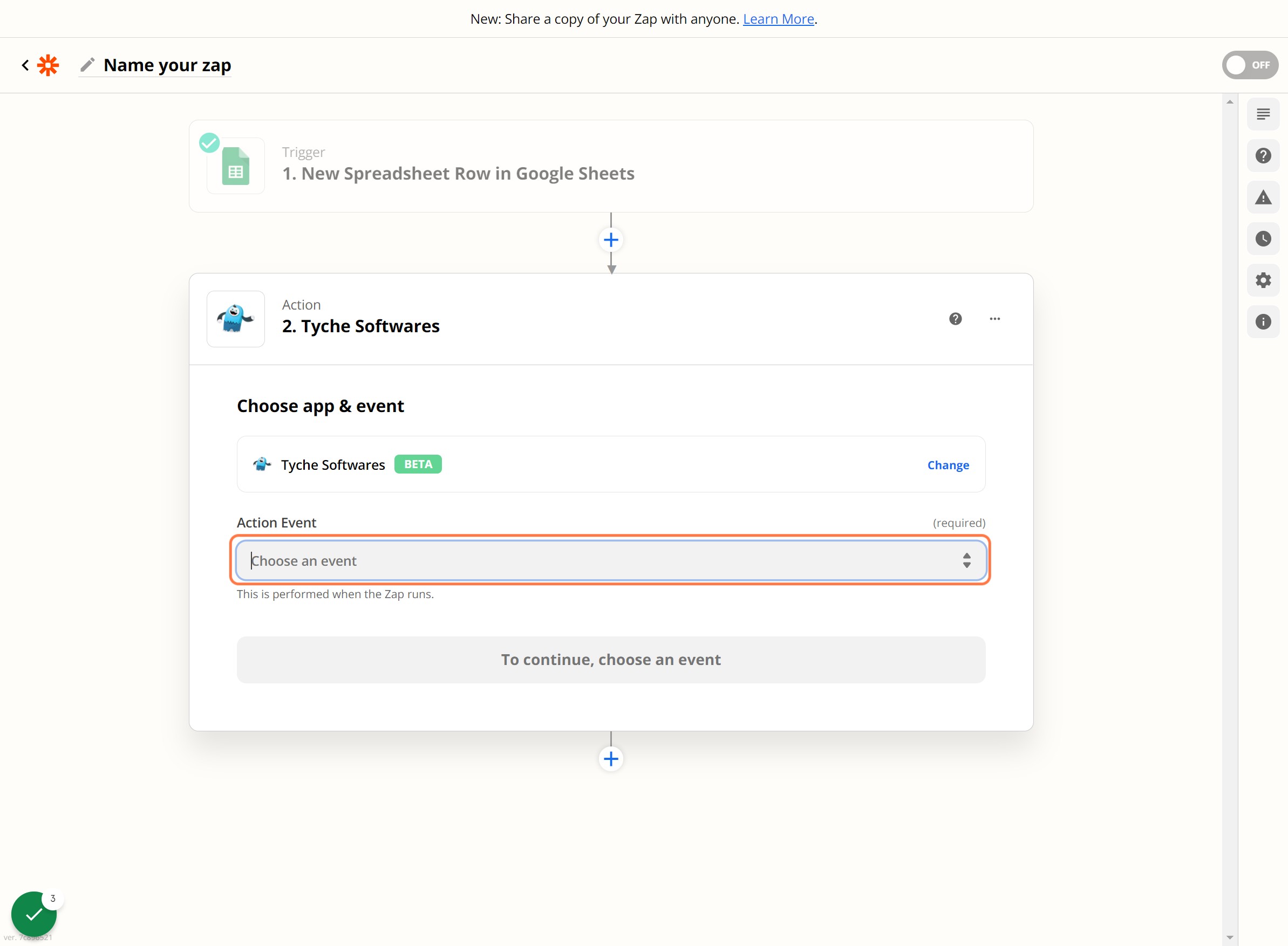 Click on Choose an event and select Create Booking