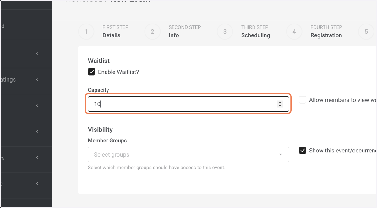 Enter the waitlist capacity.