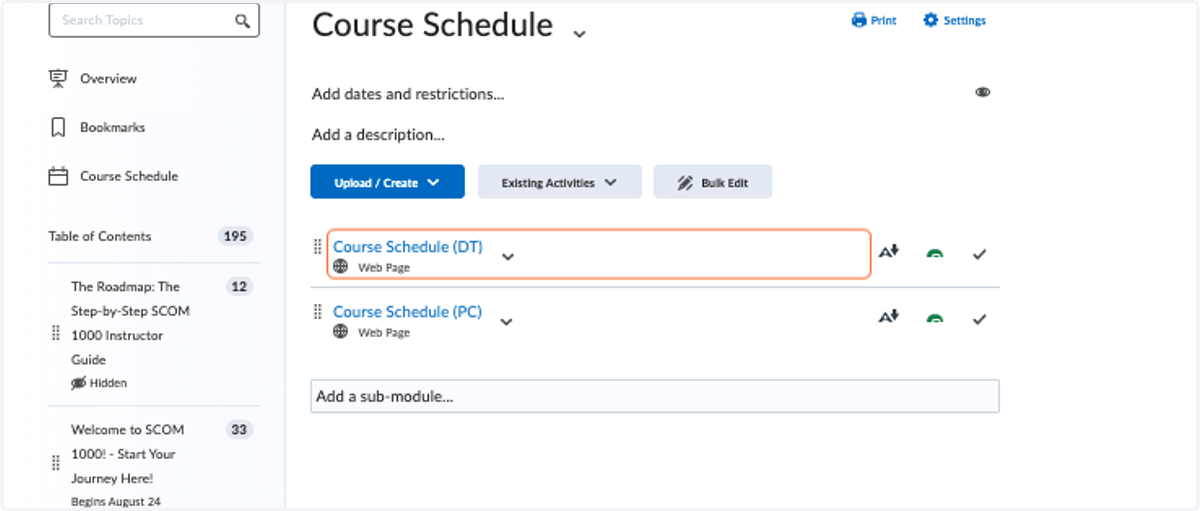 Instructor Support: Personalized course schedules for different GSU campuses (Downtown and Perimeter College)