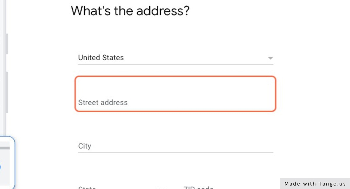Click on Street address